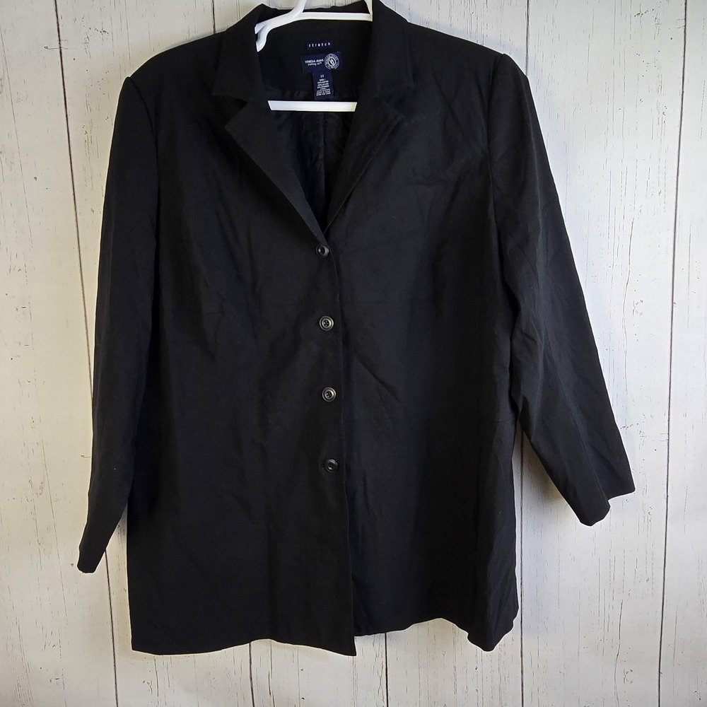 Venezia Jeans Blazer Womens 22 Black Stretch 4-Button Professional Jacket